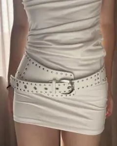 y2k 平成 grunge white studs belt