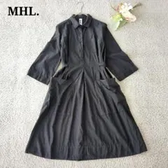 MHL マーガレットハウエル シャツワンピース 黒 コットン100% M
