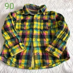 羽織り ミキハウス ダブルB チェック柄 シャツ 90 リバーシブルお値下げ