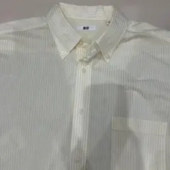 新品　ユニクロ　半袖ドライイージーケアストライプシャツ　イエロー　XL 薄黄色
