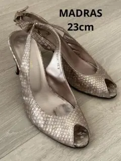 MADRAS ピンクゴールド　オープントゥパンプス