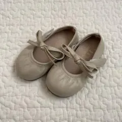 m様ベビーベージュ リボン付き バレエシューズ 12cm