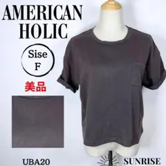 ★美品★ AMERICAN HOLIC ポケット付 ダークブラウン Tシャツ F