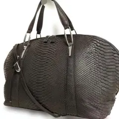 最高級ダイヤモンドパイソンレザー ボストンバッグ マット仕上げ 2way 大容量