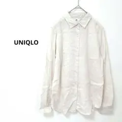 UNIQLO ​ユニクロ リネン風 長袖シャツ ベージュ 無地 カジュアルのサムネイル