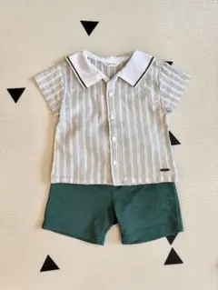 agabang ストライプ シャツ・ショートパンツセット サイズ80