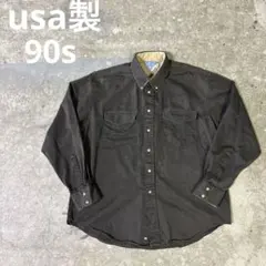 90s USA製 Rodeo Club ワークシャツ L ツイル 刺繍ロゴ