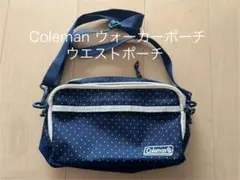 【美品】Coleman ウォーカーポーチ　ウエストポーチ　ネイビー ドット柄