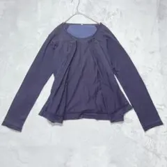 MUJI 無印良品コットン100%Lカーディガン ネイビー 羽織りシンプル 春