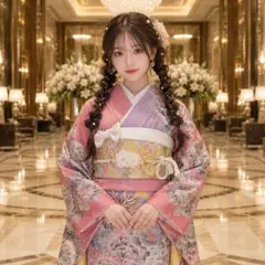 総絞り 向い鶴 着物やまと ピンク パステルカラー 振袖フルセット