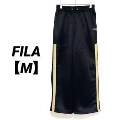 FILA ジャージ パンツ M ブラック ゴールド サイドライン 裾ドロストのサムネイル