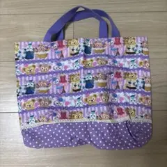 キャラクター柄 手提げ袋 紫