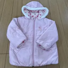 ミキハウス　ピンクのウサギ刺繍中綿コート