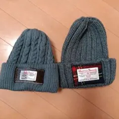 ハリスツィードグレー ニット帽 2点セット