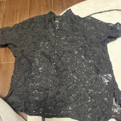黒 レース 半袖シャツ Fサイズ