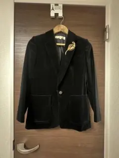 ブラック ベルベット テーラードジャケット　ヴィンテージ