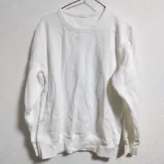 GU ホワイト 美品未使用品クルーネックスウェット　厚手裏起毛