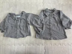 おそろい ZARA ブラウンチェック シャツ 86 116