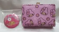 Sanrio サンリオ 日焼け マイメロディ 三つ折り財布 缶バッジ ピンクのサムネイル