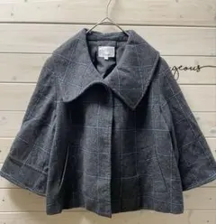 グレー　チェック　七分袖ジャケット　Mサイズ