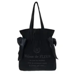 MaisondeFLEUR/EC限定キャンバスダブルリボントートバッグ ブラック