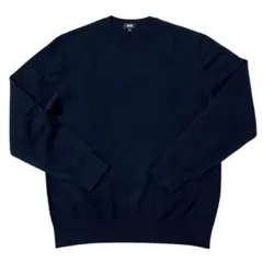 ユニクロ　メンズ　カシミヤクルーネックセーター　ネイビー　紺　M