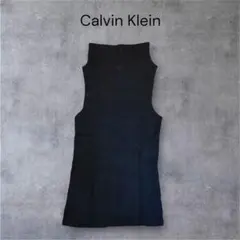 【美品】Calvin Klein モヘアニット ノースリーブ ワンピース M 黒