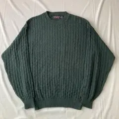 USA製 希少 vintage 3D ニット セーター グリーン 古着 緑 M