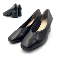 《未使用級》RANDA ランダ パンプス チャンキーヒール 本革 レザー 黒系のサムネイル