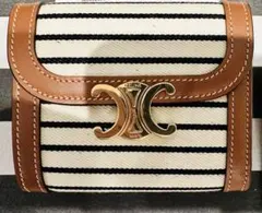 新品未使用 限定 CELINE トリオンフボーダー コイン&カードポーチ 