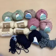 ウォッシャブルウール毛糸 6色セットとひつじちゃんナチュラル極太他あまり毛糸