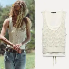 ZARA コントラストベスト　Tシャツ S