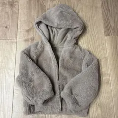 GUフェイクファーフーディジャケット ベージュ 110㎝