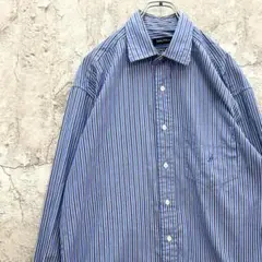 NAUTICA　ノーティカ　ストライプシャツ　トップス　長袖　古着　水色　L