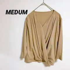 102【MEDUM】カシュクールブラウス（S）Vネック長袖トップス タックインのサムネイル