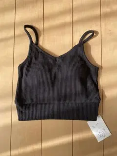 GRL 黒リブ編みVネックキャミソール