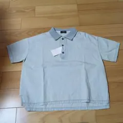 新品☆コムサイズム　サックスブリーチ　デニム半袖ポロシャツ130㎝
