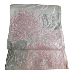 シルバーの地にピンクの乱菊　袋帯　豪華　華やか 振袖　パーティー