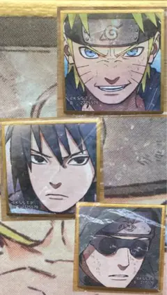 豆ガシャ色紙 NARUTO-ナルト- 疾風　シリーズ ナルト&サスケ&シノセット