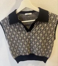 MURUA ノースリーブ ニット ポロシャツ ダイヤ柄　【値下げ】のサムネイル