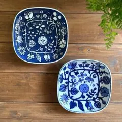 新品　波佐見焼　ダリア　角プレート　角皿　ネイビーブルー 新品 波佐見焼 ダリア 角プレート 角皿 ネイビーブルー イエロー