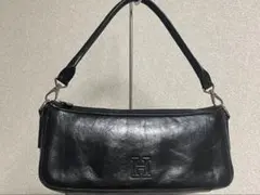 未使用級】ヒロフ プリマ S ダークネイビー ハンドバッグ シボ革 筒型