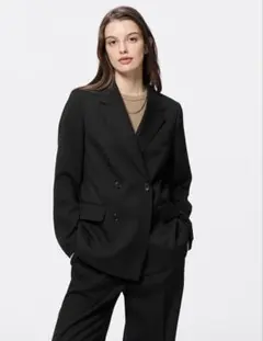 GU ダブルブレストジャケットZ ブラック L テーラードジャケット