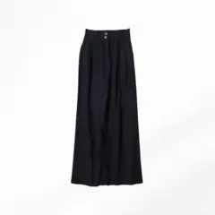 ワイドパンツ 黒 リネン混 レディース 春夏 ウエストゴム M