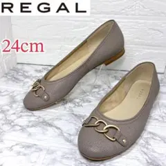 ✨美品✨REGAL リーガル ビットフラットパンプス 本革 グレージュ 24cmのサムネイル