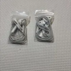 ホワイト 有線イヤホン 2個セット