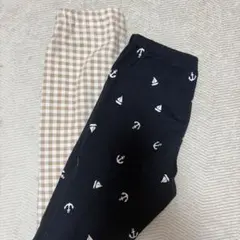 キッズ パンツ 2枚セット マリン柄 チェック