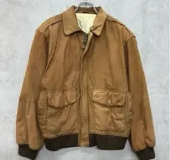 人気　A-2　ブルゾン　裏地地図　トップス　レザージャケット　古着　ブラウン　S