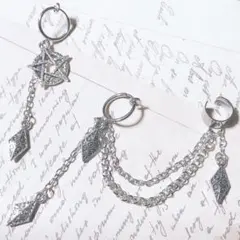 中性地雷イヤリング asymmetry五芒星イヤーカフ silver