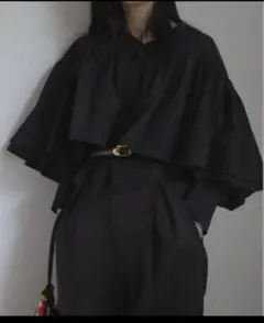 AMERI　PETAL RUFFLE SHIRT ブラウス　ブラック　長袖